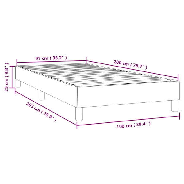 vidaXL Sängram utan madrass mörkgrå 100x200 cm tyg Grå