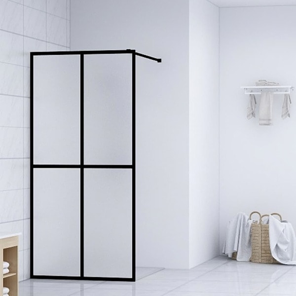 vidaXL Duschvägg till duschkabin härdat frostat glas 118x190 cm Svart
