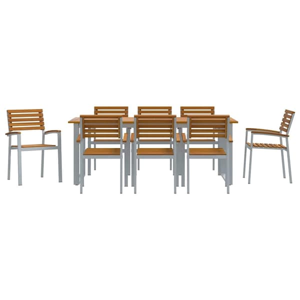 vidaXL Trädgårdsmöbelset 9 pcs Grå Massivt Akaciaträ Grå