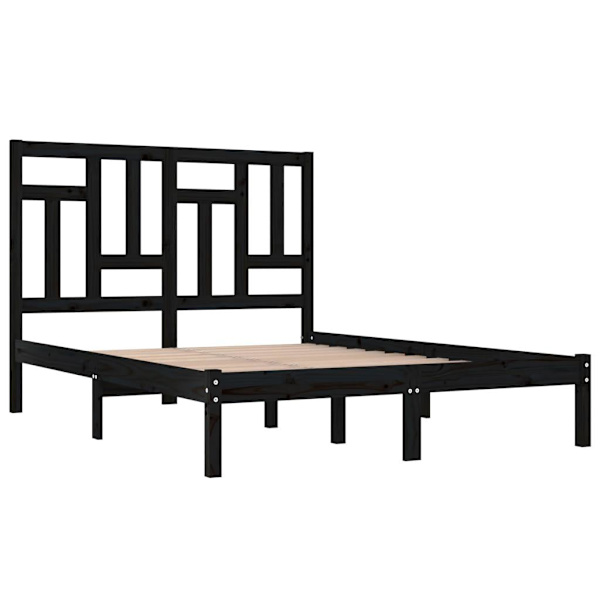vidaXL Sängram svart massiv furu 200x200 cm Svart