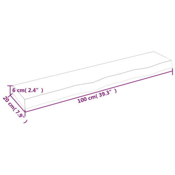 vidaXL Hyllplan 100x20x6 cm obehandlad massiv ek Brun