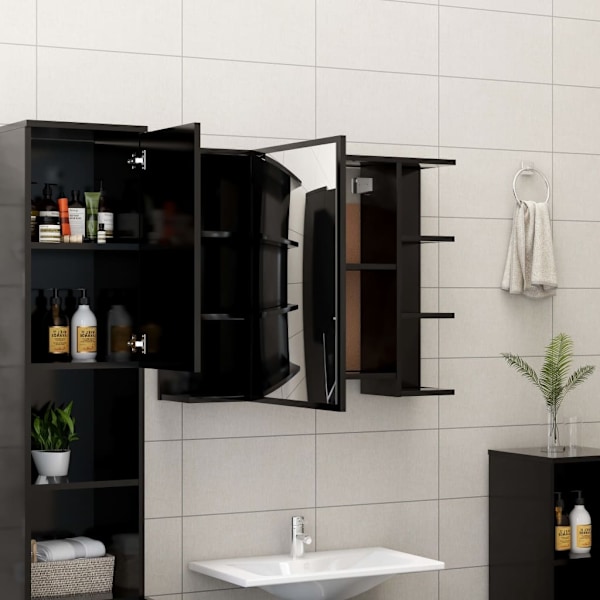 vidaXL Spegelskåp för badrum svart 80x20,5x64 cm konstruerat trä Svart