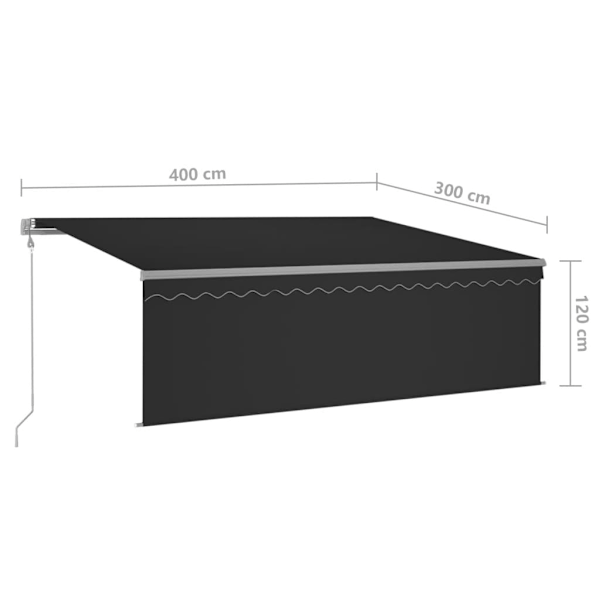 vidaXL Automatisk markis med vindsensor rullgardin LED 4x3 m antracit Antracit