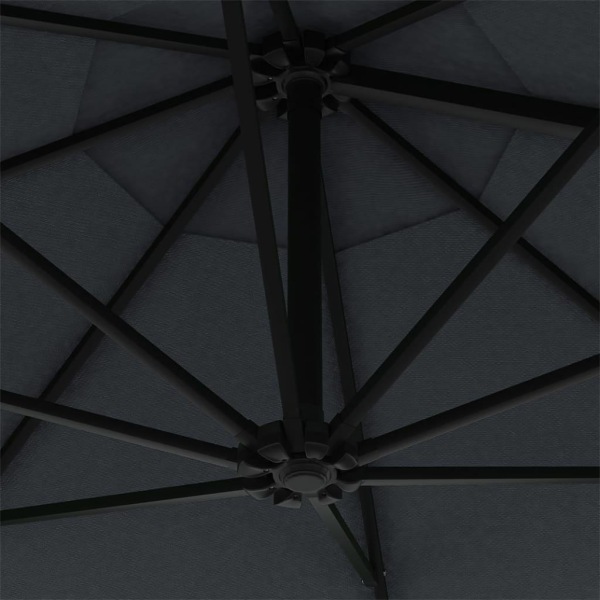 vidaXL Väggmonterat parasoll med metallstång 300 cm antracit Antracit