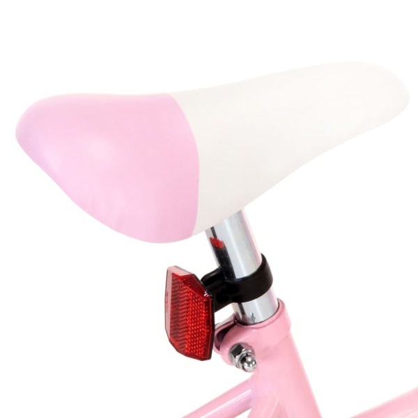 vidaXL Barncykel med frampakethållare 14 tum vit och rosa Rosa