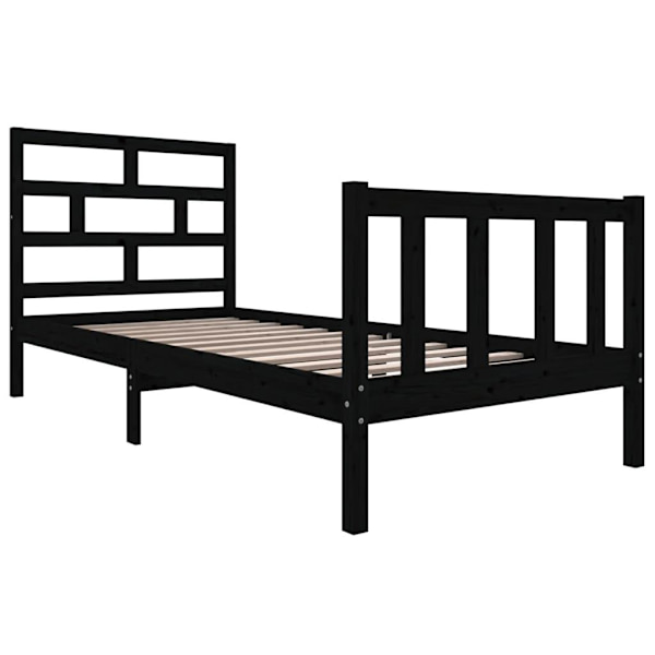 vidaXL Sängram svart massiv furu 100x200 cm enkelsäng Svart