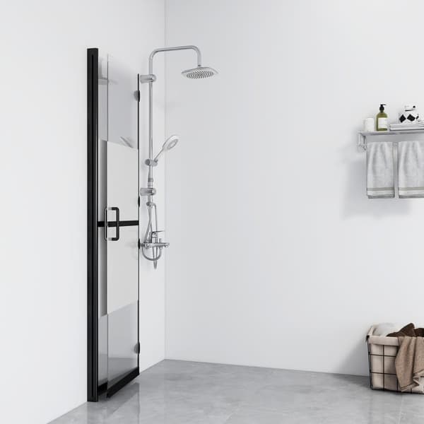 vidaXL Vikbar duschvägg med halvfrostat ESG-glas 120x190 cm Transparent