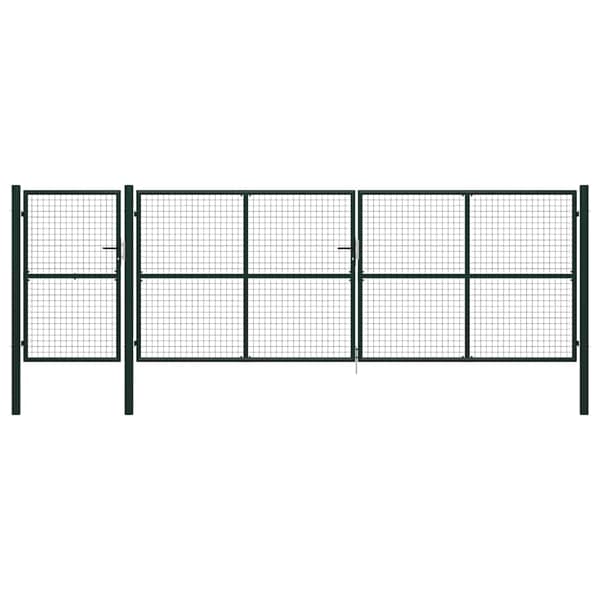 vidaXL Trädgårdsgrind stål 500x150 cm grön Grön