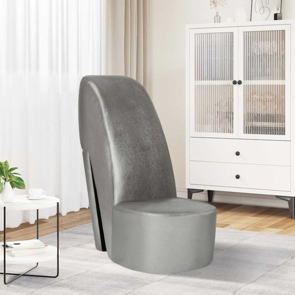 vidaXL Stol klacksko silver konstläder Silver
