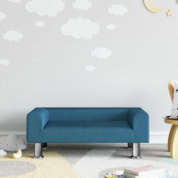 vidaXL Barnsoffa blå 70x45x26,5 cm sammet Blå