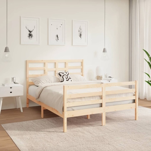 vidaXL Sängram massivt trä 120x190 cm Brun
