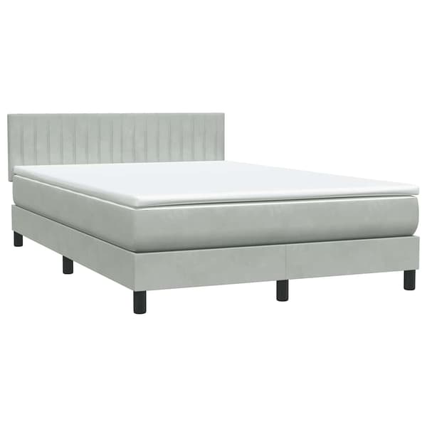 vidaXL Ramsäng med madrass ljusgrå 160x220 cm sammet Grå