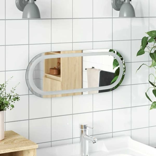 vidaXL Badrumsspegel LED 50x20 cm oval Transparent