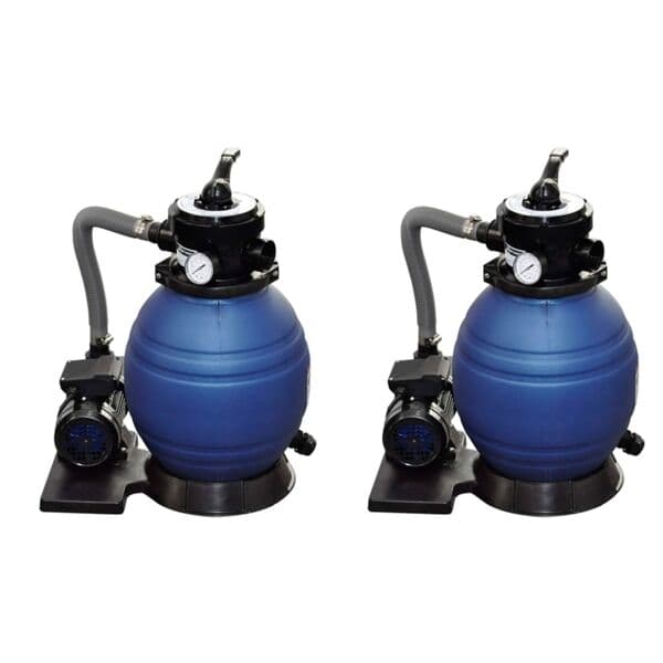 vidaXL Sandfilterpumpar 2 st 400 W 11000 L/tim Blå