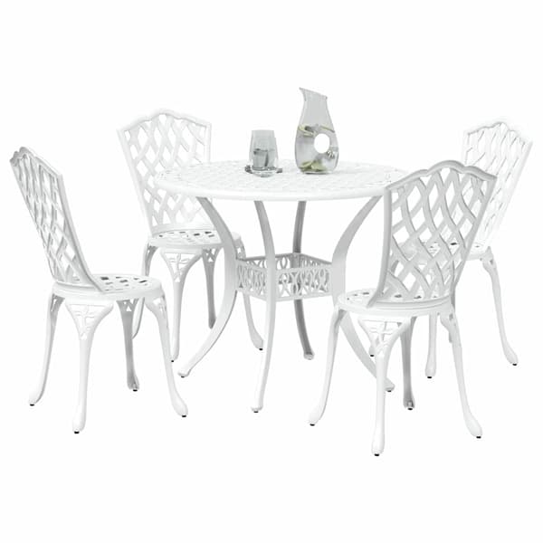 vidaXL Trädgårdsmöbelset 5 pcs Vit Aluminium Vit