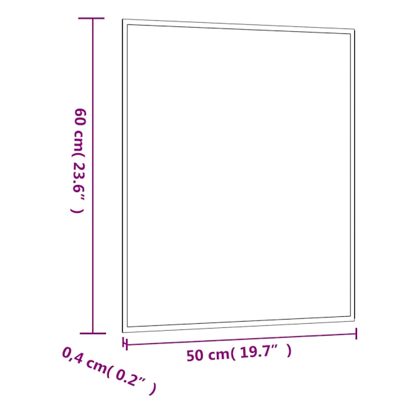 vidaXL Väggspegel 50x60 cm glas rektangulär Silver
