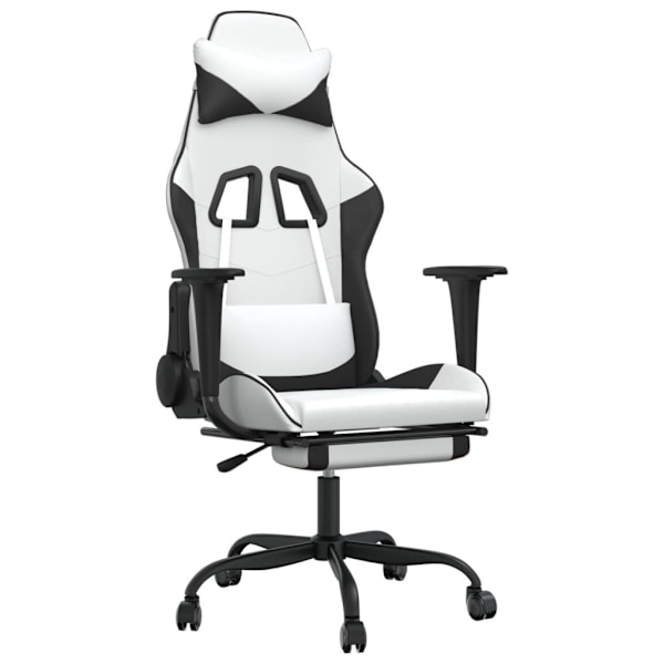 vidaXL Gamingstol med massage och fotstöd vit och svart konstläder Vit