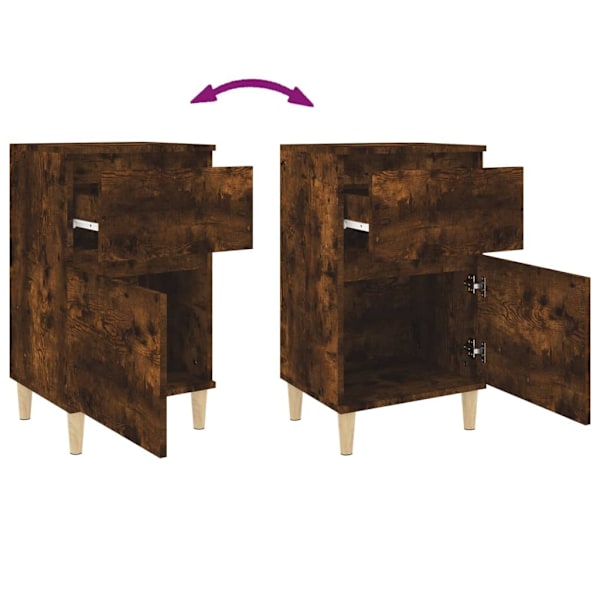 vidaXL Sängbord 2 st rökfärgad ek 40x35x70 cm Brun