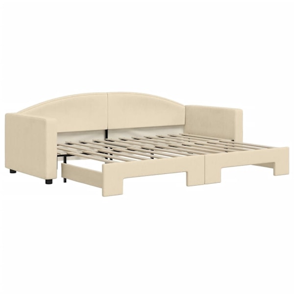 vidaXL Dagbädd utdragbar gräddvit 80x200 cm tyg Kräm