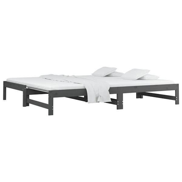 vidaXL Utdragbar dagbädd grå 2x(90x200) cm massiv furu Grå