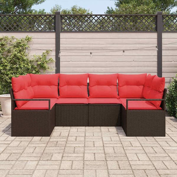 vidaXL Soffset 6 st Brun [Syntetisk]: Poly Rattan Brun