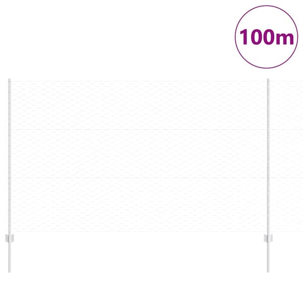 vidaXL Utomhus hexagonal stängsel med stolpe 100 x 1,4 m Silver Mesh Silver