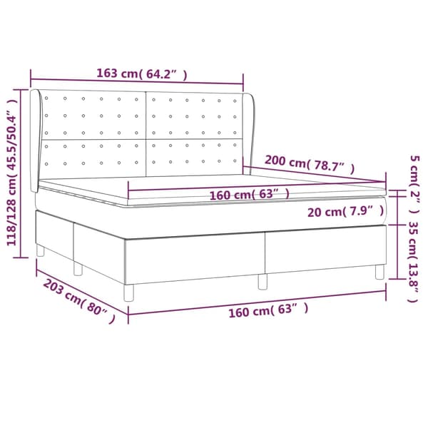 vidaXL Ramsäng med madrass grå 160x200 cm konstläder Grå
