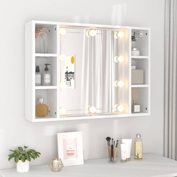 vidaXL Spegelskåp med LED vit 76x15x55 cm Vit