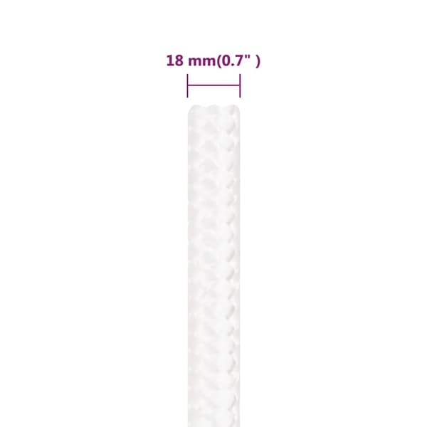 vidaXL Båtlina helvit 18 mm 50 m polypropylen Vit