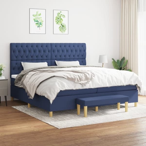vidaXL Ramsäng med madrass blå 200x200 cm tyg Blå