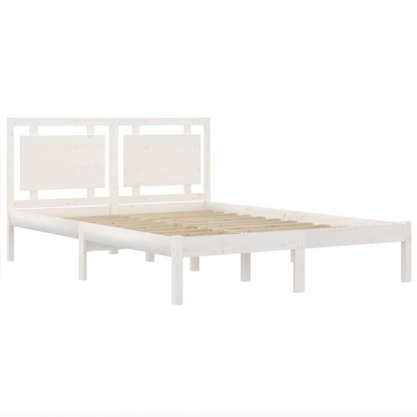 vidaXL Sängram vit massivt trä 135x190 cm Vit