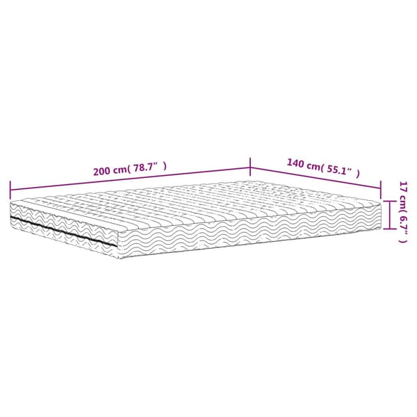 vidaXL Skummadrass vit 140x200 cm hårdhet H2 H3 Vit