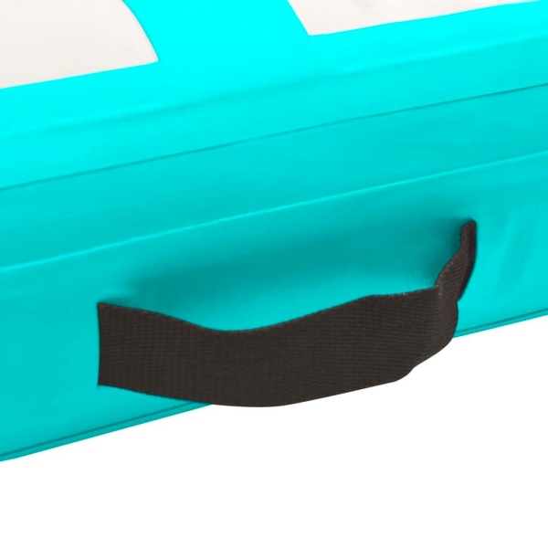 vidaXL Uppblåsbar gymnastikmatta med pump 400x100x15 cm PVC grön Grön