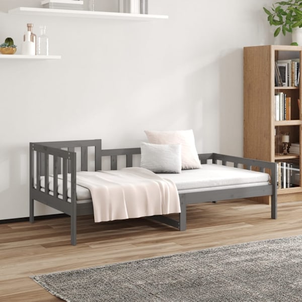 vidaXL Dagbädd grå 90x200 cm massiv furu Grå