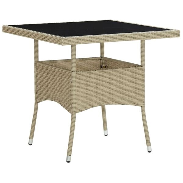 vidaXL Trädgårdsbord beige konstrotting och glas Beige