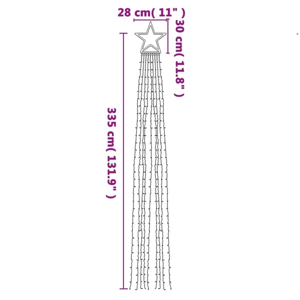 vidaXL Julgransbelysning 320 LED kallvit 375 cm Cold white