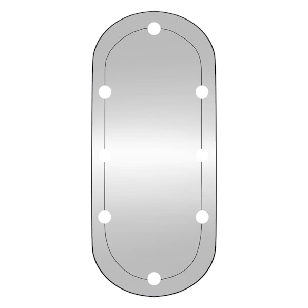 vidaXL Väggspegel med LED-belysning 35x80 cm glas oval Silver