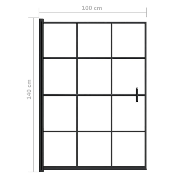 vidaXL Duschvägg ESG 100x140 cm svart