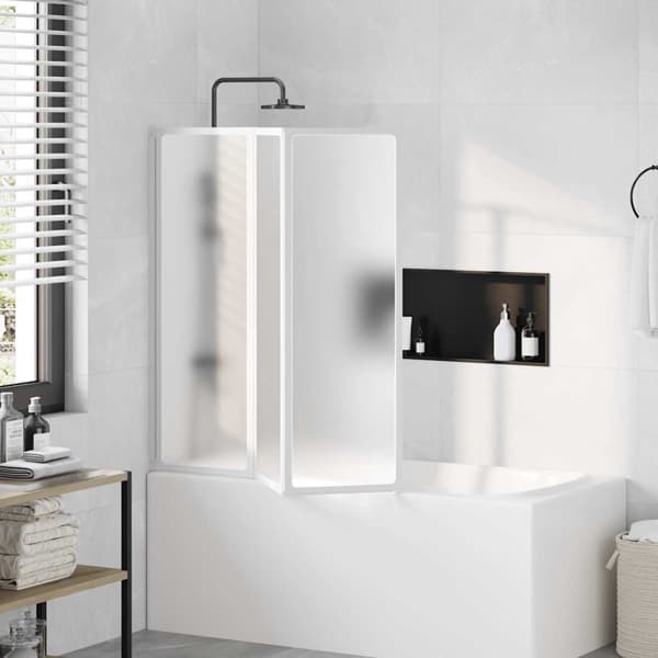 vidaXL Duschvägg vikbar Vit 3-paneler 117x120 cm "Silver"
