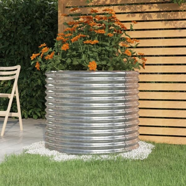 vidaXL Odlingslåda pulverlackerat stål 80x80x68 cm silver Silver