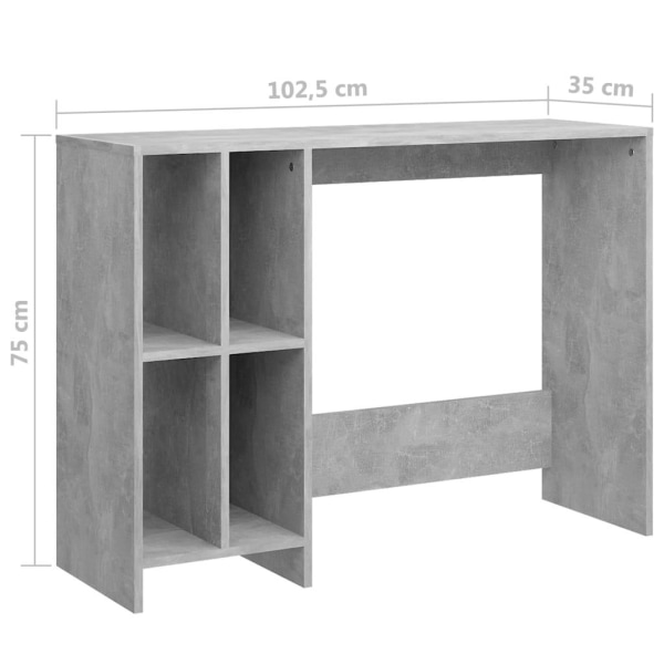 vidaXL Datorbord betonggrå 102,5x35x75 cm konstruerat trä grå