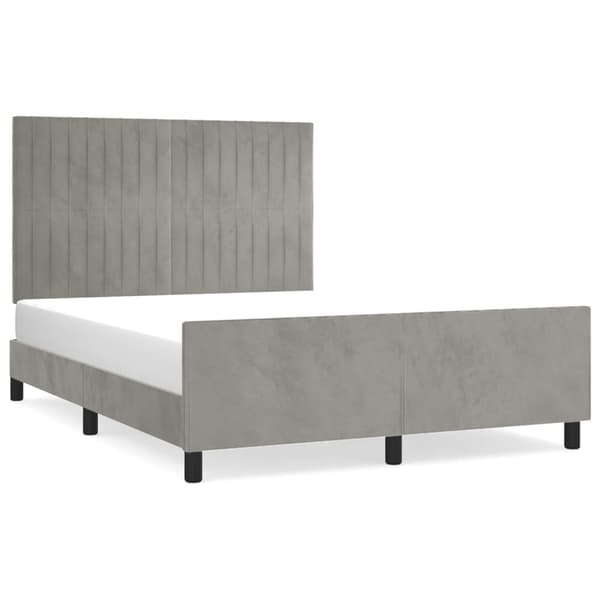 vidaXL Sängram utan madrass ljusgrå 140x200 cm sammet Grå