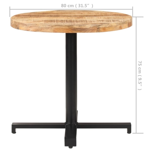 vidaXL Cafébord runt Ø80x75 cm grovt mangoträ Brun