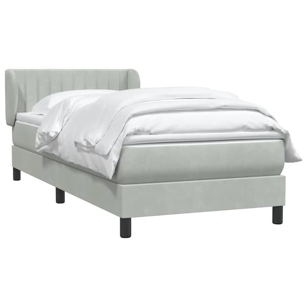 vidaXL Ramsäng med madrass ljusgrå 80x220 cm sammet Grå