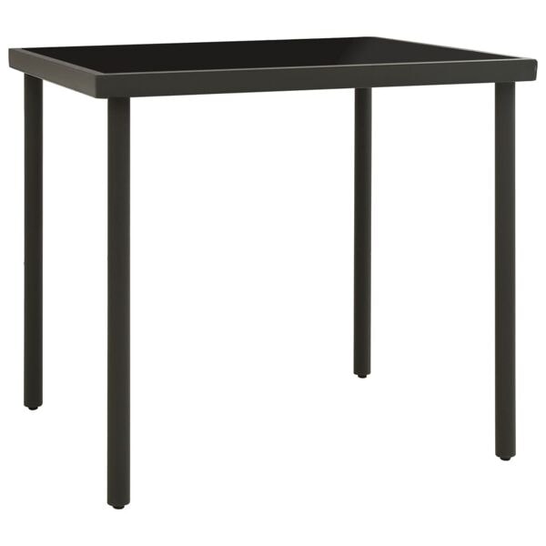 vidaXL Matbord för trädgården antracit 80x80x72 cm glas och stål Antracit