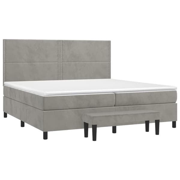 vidaXL Ramsäng med madrass ljusgrå 200x200 cm sammet Grå