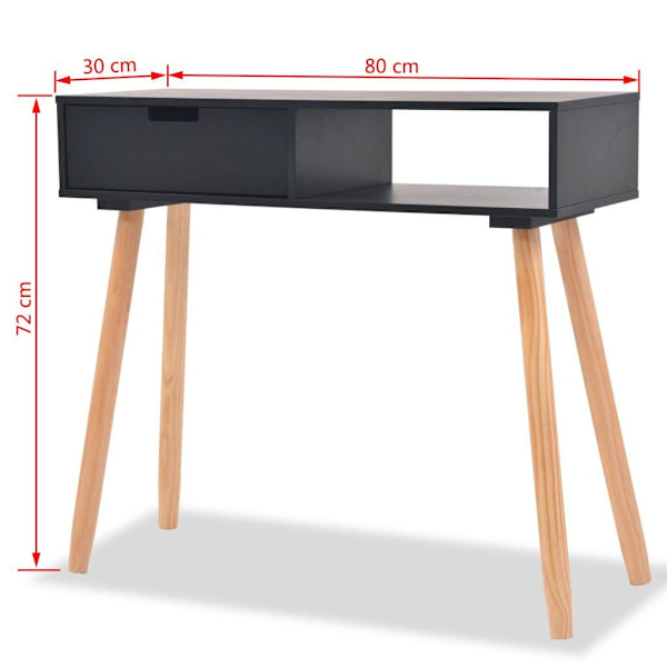 vidaXL Konsolbord massiv furu 80x30x72 cm svart Svart