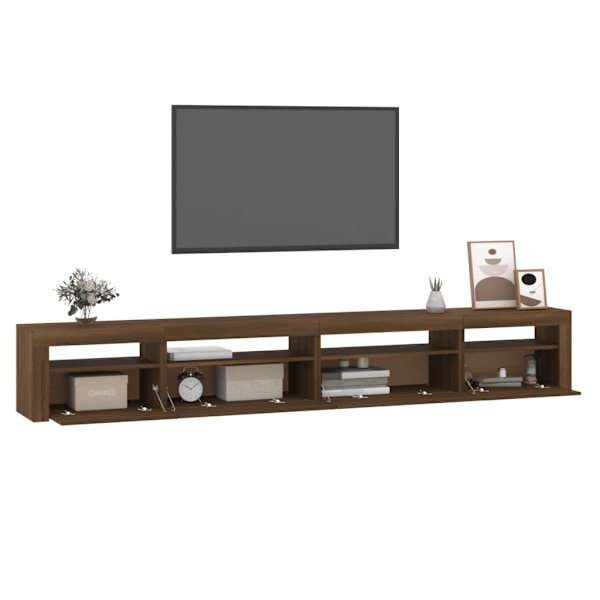 vidaXL Tv-bänk med LED-belysning brun ek 270x35x40 cm Brun