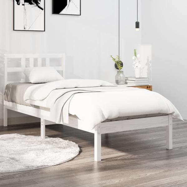 vidaXL Sängram vit massivt trä 100x200 cm Vit
