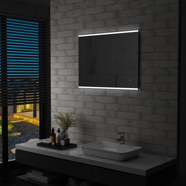vidaXL Badrumsspegel LED med touch-sensor 80x60 cm Silver
